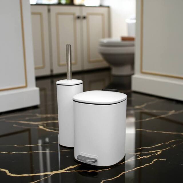 Showerdrape Capri 3L Bathroom Bin & Toilet Brush Set - Chrome, Black or White - image 1