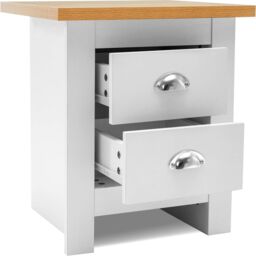 KOSY KOALA Two-Drawer Bedside Table Cabinet Wooden Top Nightstand White Bedroom Furniture Small Space Storage End Table - thumbnail 1