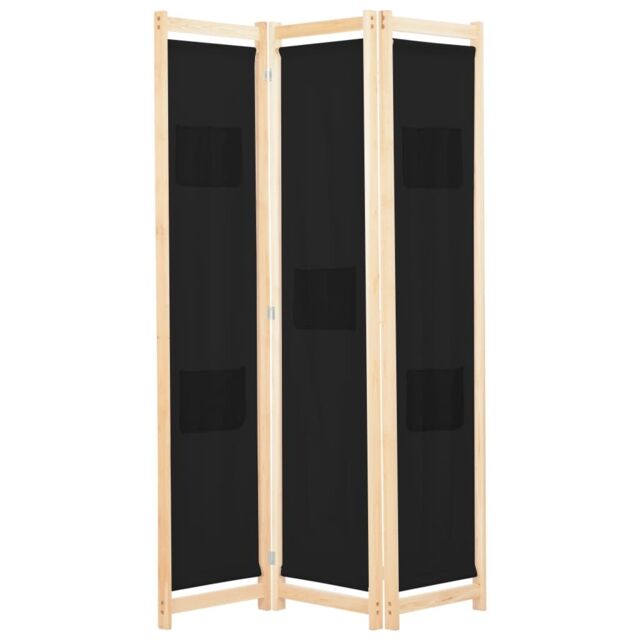Berkfield Home 3-Panel Room Divider Black 120x170x4 cm Fabric - Size: 120 x 170 x 4 cm - image 1
