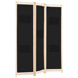 Berkfield Home 3-Panel Room Divider Black 120x170x4 cm Fabric - Size: 120 x 170 x 4 cm - thumbnail 3