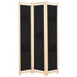 Berkfield Home 3-Panel Room Divider Black 120x170x4 cm Fabric - Size: 120 x 170 x 4 cm