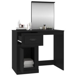 Berkfield Home Dressing Table with Mirror Black 90x50x132.5 cm Engineered Wood - thumbnail 5