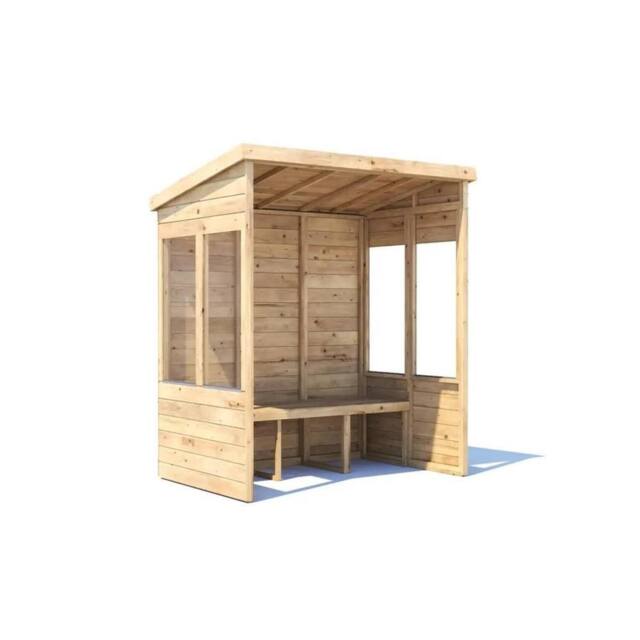 Dunster House Wooden Garden Arbour With Glazed Panels, W1.8m x D1.2m / W6' x D4' in Light Tan - image 1