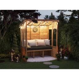 Dunster House Wooden Garden Arbour With Glazed Panels, W1.8m x D1.2m / W6' x D4' in Light Tan - thumbnail 3