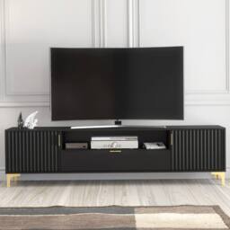 Mex Furniture LTD TV Unit Tide Crest 200cm - Black & Gold - thumbnail 4