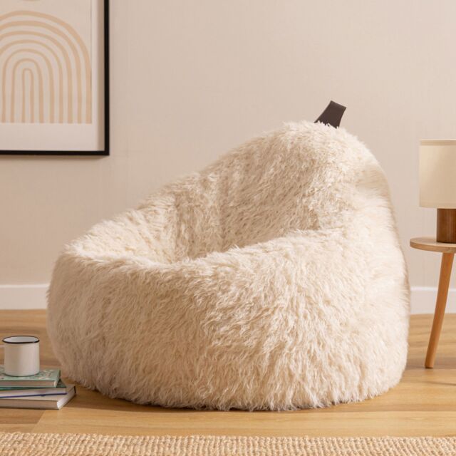 icon Cocoon Faux Fur Bean Bag in White - image 1