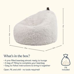 icon Cocoon Faux Fur Bean Bag Natural Bean Bag Chairs in White - thumbnail 6