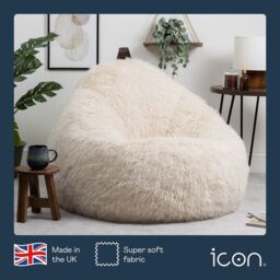 icon Cocoon Faux Fur Bean Bag Natural Bean Bag Chairs in White - thumbnail 5
