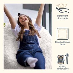 icon Cocoon Faux Fur Bean Bag Natural Bean Bag Chairs in White - thumbnail 4
