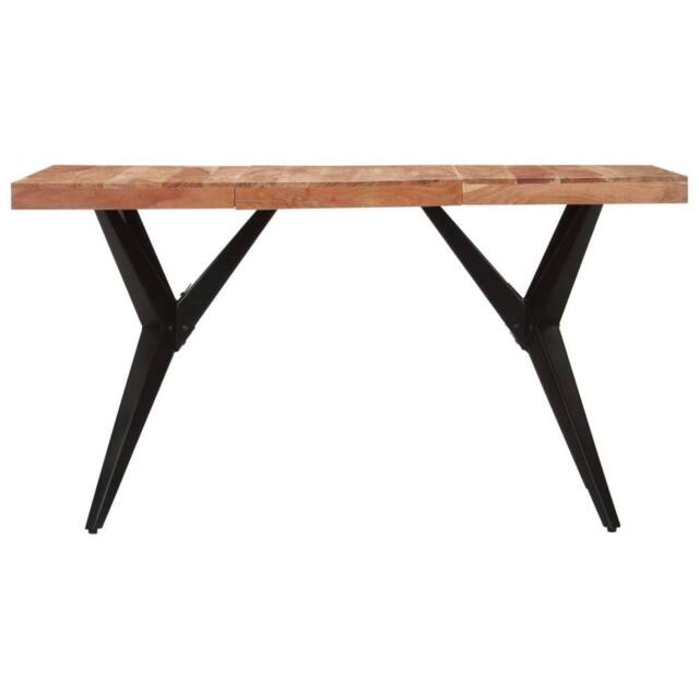 Berkfield Home Dining Table Black 140x70x76 cm Solid Wood Acacia - Size: 140 x 70 x 76 cm - image 1