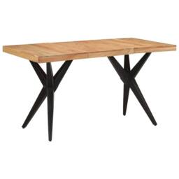Berkfield Home Dining Table Black 140x70x76 cm Solid Wood Acacia - Size: 140 x 70 x 76 cm - thumbnail 9