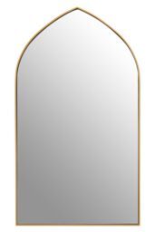 Orsina Arched Wall Mirror, Contemporary Antique Mirror, Versatile Lounge Mirrors, Compact Gold Finish Framed Mirror - thumbnail 1