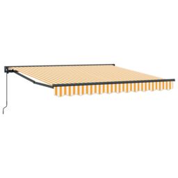 Berkfield Home Retractable Awning Manual Yellow & White 300x250 cm in Orange - thumbnail 2