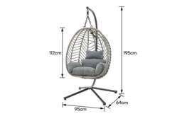 SquareBoxx Balinese Garden Egg Chair Rattan Effect With Cushions in Grey - thumbnail 2