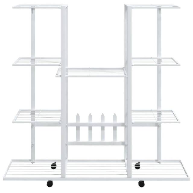 Berkfield Home Durable Flower Stand with Wheels 94.5x24.5x91.5 cm White Iron - image 1