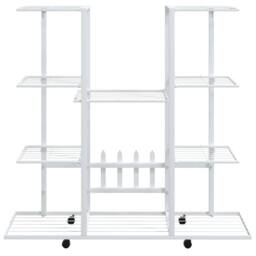 Berkfield Home Durable Flower Stand with Wheels 94.5x24.5x91.5 cm White Iron - thumbnail 1