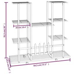 Berkfield Home Durable Flower Stand with Wheels 94.5x24.5x91.5 cm White Iron - thumbnail 7