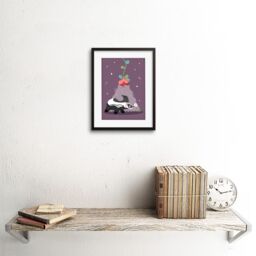 "Artery8 Wall Art Print Badger with Bird Art Framed 9x7 inch in Black - Size: W7"" x H9""" - thumbnail 2