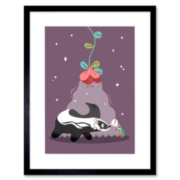 "Artery8 Wall Art Print Badger with Bird Art Framed 9x7 inch in Black - Size: W7"" x H9""" - thumbnail 1