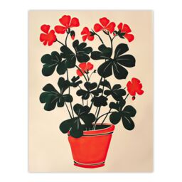 "Artery8 Geranium Potted Plant Lover Red Green Painting Wall Art Print - Size: W18"" x H24""" - thumbnail 1