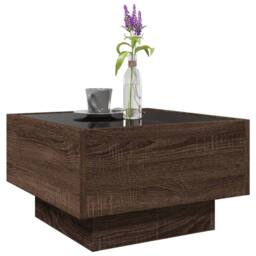 Berkfield Home Coffee Table with LED Brown Oak 50x50x30 cm Engineered Wood - Size: 50 x 50 x 30 cm - thumbnail 5