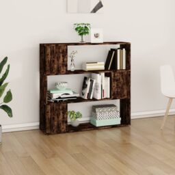 Berkfield Home Book Cabinet/Room Divider Smoked Oak 100x24x94 cm in Brown - Size: 100 x 24 x 94 cm - thumbnail 3