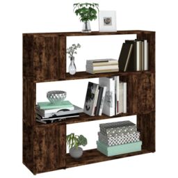 Berkfield Home Book Cabinet/Room Divider Smoked Oak 100x24x94 cm in Brown - Size: 100 x 24 x 94 cm - thumbnail 4