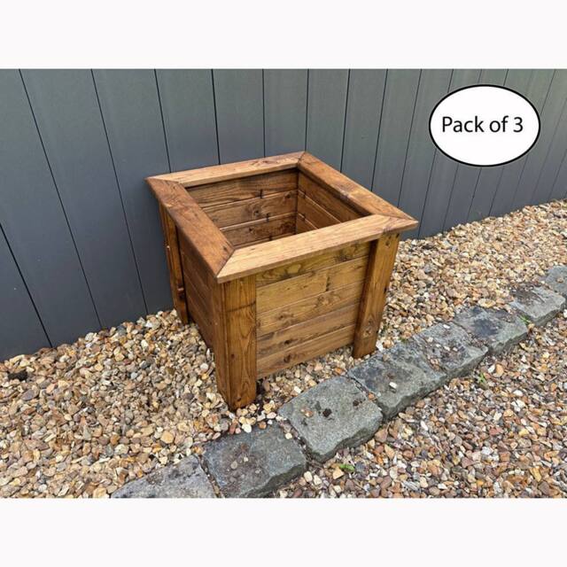 Charles Taylor Multi Pack of 3 - Square Large Planter - Minimal Assembly Required in Brown - image 1
