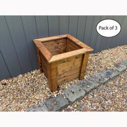 Charles Taylor Multi Pack of 3 - Square Large Planter - Minimal Assembly Required in Brown - thumbnail 1