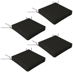 OUTSUNNY Set of 4 Outdoor Seat Cushions Water Repellent Seat Pads with Ties in Black - thumbnail 2