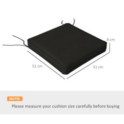 OUTSUNNY Set of 4 Outdoor Seat Cushions Water Repellent Seat Pads with Ties in Black - thumbnail 3