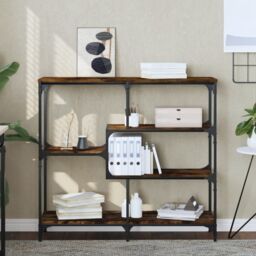 Berkfield Home Console Table Smoked Oak 103x32x95 cm Engineered Wood in Brown - Size: 103 x 32 x 95 cm - thumbnail 1