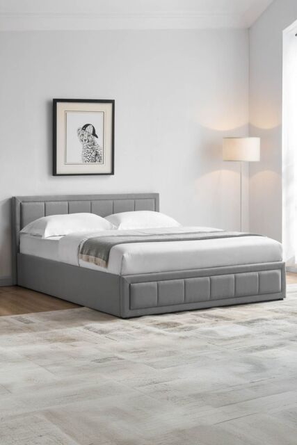 Home Discount Vida Designs Vanita Upholstered Ottoman Storage Bed Frame Linen UKFR Fabric in Light Grey - Size: King - image 1