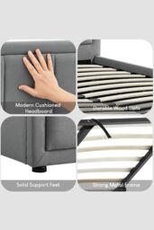 Home Discount Vida Designs Vanita Upholstered Ottoman Storage Bed Frame Linen UKFR Fabric in Light Grey - Size: King - thumbnail 6