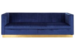 Orsina Luxurious 3 Seat Deep Blue Sofa, Classic Deep Blue Velvet Upholstered Settee Sofa, Luxe 3 Seater Couch in Dark Blue - thumbnail 3