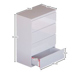 Home Discount Vida Designs Glinton 4Pc Bedroom Set(2Dr Bedsidex2, 4Dr Chest, Wardrobe) in White - thumbnail 3