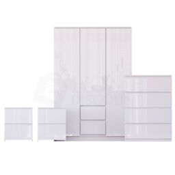 Home Discount Vida Designs Glinton 4Pc Bedroom Set(2Dr Bedsidex2, 4Dr Chest, Wardrobe) in White - thumbnail 5