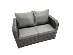 Fimous Garden Outdoor Rattan Furniture Set with 2 Side Tables 2 Small Stools in Dark Grey - thumbnail 6