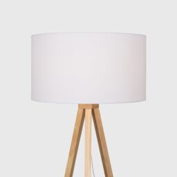ValueLights Barbro Tripod Light Wood Tripod Floor Light Lamp with White Drum Shade & LED Bulb - thumbnail 3