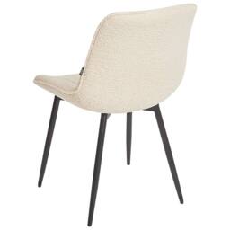 Wyld and Coco Armless Bouclé Dining Chairs 2-Pack Light Beige Black Steel Legs - thumbnail 7