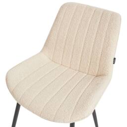 Wyld and Coco Armless Bouclé Dining Chairs 2-Pack Light Beige Black Steel Legs - thumbnail 8