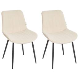 Wyld and Coco Armless Bouclé Dining Chairs 2-Pack Light Beige Black Steel Legs - thumbnail 3