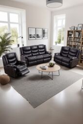 More4Homes Seattle Electric Recliner Bonded Leather 1+2+3 Seater Sofa Set in Brown - thumbnail 1