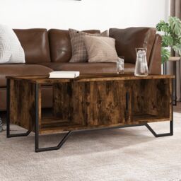 Berkfield Home Coffee Table Smoked Oak 100x51x40 cm Engineered Wood in Brown - Size: 100 x 51 x 40 cm - thumbnail 1