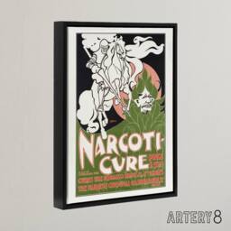 "Artery8 Will H Bradley Narcoticure Vintage Advert Framed Canvas Wall Art Print in Green - Size: W12"" x H16""" - thumbnail 2