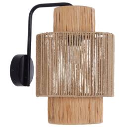 Wyld and Coco Raffia Wall Lamps Set of 2 - Handmade Boho Wall Lights in Natural - thumbnail 4