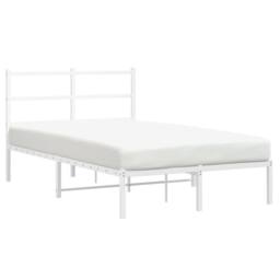 Berkfield Home Metal Bed Frame without Mattress with Headboard White 120x200cm - Size: Small Double - thumbnail 3