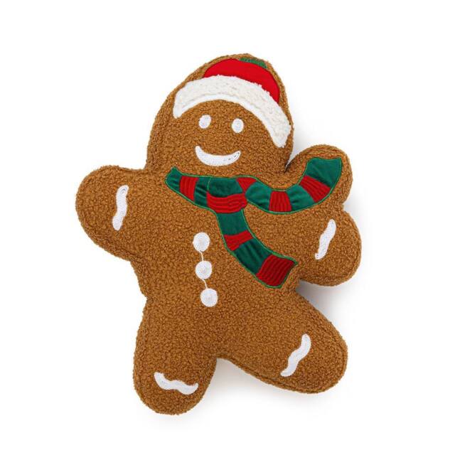 Luxury Living Cute Christmas Gingerbread Man Embroidered Cushion in Brown - Size: 50 cm x 35 cm - image 1