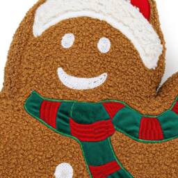 Luxury Living Cute Christmas Gingerbread Man Embroidered Cushion in Brown - Size: 50 cm x 35 cm - thumbnail 2