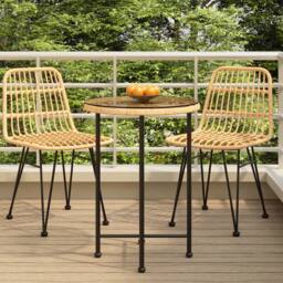 Berkfield Home Dining Table Ã˜55 cm Tempered Glass & Steel in Brown - thumbnail 2